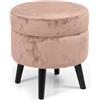 BAKAJI Pouf Contenitore Sgabello Cassapanca Poggiapiedi in Tessuto Velluto Rosa 37x40