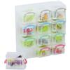 BAKAJI Cassettiera Organizer Trasparente Scatola Manici Colorati 12 Scomparti 4 Ripiani