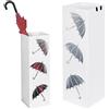 BAKAJI Portaombrelli Ferro Design Quadrato Stand Bianco Vaschetta Salvagoccia