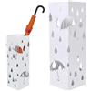 BAKAJI Portaombrelli Ferro Design Quadrato Stand Bianco Vaschetta Salvagoccia