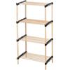 BAKAJI Scaffale Modulare Multiuso Bagno Mensole 4 ripiani Bambù Salvaspazio 48x28x93cm