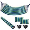BAKAJI Amaca Giardino 2 Posti Legno Cotone Relax Esterno Campeggio 345x150cm Righe Blu