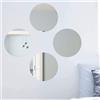 BAKAJI Set 4 Specchi Rotondi Mosaico Adesivi Specchio 30x30cm Decorazione Parete Casa