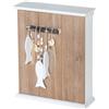 BAKAJI Armadietto Portachiavi da Parete in Legno con 6 Ganci Decoro Chiave 20x6.5x24cm