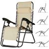 BAKAJI Sedia da Giardino Poltrona Relax Pieghevole Gravita Zero Acciaio Texilene Beige