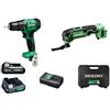HIKOKI KC12HKCV Kit composto da Trapano Avvitatore con percussione ed Utensile multifunzione, 12V, con caricabatterie + 2 Batterie (12V-2,5Ah)