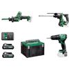HIKOKI KC12SKB Set composto da un trapano con percussione, un tassellatore e un segaccio, con caricabatterie + 2 batterie e Valigetta Stackable