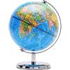Exerz 14cm Mappamondo - Mappa Inglese - con Base in Metallo Globo della Scuola Decorazione/Educazione/Geografica/Moderna - Mappa Politica - Diametro 14cm - Blu