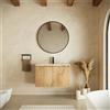 Parama Mobile bagno sospeso 80cm due ante rovere chiaro cannettato con lavabo bianco opaco | Pelion
