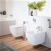 Parama Sanitari sospesi in ceramica bianco lucido vaso tornado silent flush sedile soft-close e bidet | Sydney