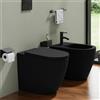 Parama Sanitari filo muro vaso rimless traslato, bidet e copri wc nero opaco | Europa