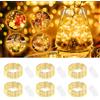 btfarm 6 luci a LED con batteria piccola, 2 m, 20 LED, filo argentato, funzionamento a batteria, micro filo, impermeabile, per Natale, matrimoni, feste, illuminazione decorativa, bianco caldo