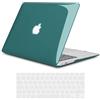 TECOOL Cover compatibile con vecchio MacBook Air 13 Pollici 2017-2010 (A1466 1369), Custodia Rigida Protettiva Sottile in Plastica Superficie Lucida e Copritastiera UE, Cristallo Turchese Profondo
