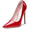 GENSHUO - Scarpe décolleté da Donna, con Tacco Alto a Spillo, Stile Sexy, Slip on, da Festa,Rosso, Taglia 41 EU(11 US)