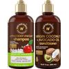 BUYWOW WOW Skin Science Set di shampoo e balsamo all'aceto di sidro di mele con olio di cocco e avocado - shampoo per la crescita dei capelli per diradamento (marrone, 16,9 fl oz (confezione da 2))