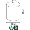 10 ROTOLI CARTA TERMICA 80X80 ANIMA 12 MM Ø 80 MM 55 GR. BPA FREE - NO-NAME