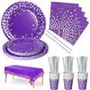 Nkaiso 126 Pezzi Viola e Argento Stoviglie Festa Piatti Carta Bicchieri