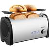 Steinborg Tostapane a 4 fette con inserto per panino, XXL, in acciaio inox, blu, illuminazione a LED, spegnimento automatico, tostapane doppio, tostapane per famiglie