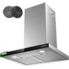 GASLAND TR60SS Cappa Aspirante 60 cm, Ricircolo e Scarico, 881 m³/h, Classe Energetica A++, Filtro a Carbone Attivo Incluso, 4 Velocità Touch, Cappa Cucina Murale Inox Nero Vetro, Silenziosa