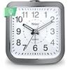 Mebus Sveglia al quarzo, silenziosa, senza ticchettio, lancette luminose, allarme con ripetizione sveglia, snooze, illuminazione quadrante a pressione pulsante, colore: grigio argento, modello: 56988