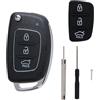BUZUYIWAR Custodia per chiave auto a 3 pulsanti compatibile con Hyundai I10 I20 I30 I40 Ix20 Ix30 Ix35 Ix45 Ix55 Tucson Santa Fe Elantra Accent custodia di ricambio per chiave auto