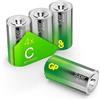 GP Batterie super alcaline C Baby 1,5 V, ideali per l'alimentazione di dispositivi di uso quotidiano, nuova tecnologia G-TECH Longlife, 4 batterie LR14