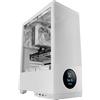 Tacens SAGITTA20, Case PC ATX, Schermo LED con Temperature in Tempo Reale, 3x Ventole 120mm, Vetro Temperato Laterale, Fronte Mesh Metallico Antipolvere, CableHatch, USB-C, Bianco