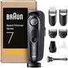 Braun Series 7 Regolabarba Uomo e Rasoio Elettrico Barba con Lama Barba Problade, 40 Lunghezze, Accessori da Barbiere, Base di Ricarica, Custodia, Bt7441 Nero Elettrico