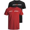 JACK & JONES 12183668 - Maglietta da Uomo con Logo JJECORP, 2 Pezzi Confezione da 2 Pezzi Multicolore (Rio Red/Black). S