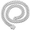 HALUKAKAH Collana a Maglie Cubane Placcato in Platino per Ragazzi Bambini Adolescenti - Oltre 1000 Diamanti da Laboratorio Incastonati a Mano - Larghezza 12mm Lunghezza 45CM - Con Confezione Regalo