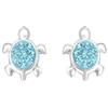 Zenvie Orecchini a lobo a forma di tartaruga in argento sterling con cristalli o pietre di Boemica color acqua, 10 mm x 9 mm, confezione regalo inclusa, 7 mm, Argento sterling, Nessuna pietra preziosa