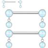 AROWRO Piercing per capezzolo in titanio, unisex, con pietra trasparente, chiusura a vite, 4 pezzi