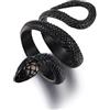 GTHIC Anelli di Serpente Donna - Cobra Vintage Gotic a Spirale, Punk, Nero, Taglia 14