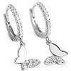 IMINI Graziosi orecchini a cerchio a forma di farfalla, con piccolo ciondolo a forma di farfalla, in argento Sterling S925, alla moda, ipoallergenici, colore: Argento, cod. E649