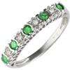 Ivy Gems, Anello di fidanzamento in oro bianco 9 ct con smeraldi e diamanti a forma di stella, oro bianco, 62 (19.7), colore: Green, cod. 181R3122-05/AMT