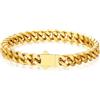 Bandmax Bracciale Uomo a Catena Cubana Minimalista Larghezza 7 MM Lunghezza 23 CM Braccialetto in Acciaio Inossidabile Placcato in Oro 18K Gioielli Stile Hip Hop Punk per Uomini Ragazzi