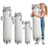 Kekeso Cuscino Peluche Gatto Lungo, Cuscino Corpo Gatto Carino con Ali, Peluche Kawaii Morbido da Abbracciare - Regalo per Bambini a Natale, San Valentino & Compleanno(Grigio, 60cm/23.62in)