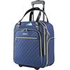 EMPSIGN Borsa a Rotelle da Cabina Sottosedile 16 Pollici, Bagaglio a Mano Leggero e Multifunzionale per Viaggi di Lavoro o Weekend, Valigetta con Ruote per Uomo e Donna, Blu Nebbia con Zip Oro
