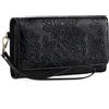 GAEKEAO Portafoglio Donna Grande con Stampa Floreale, Porta Carte in PU-Pelle, Portafogli Triplo con Polsino Rimovibile, Grande Capacità Pochette da Polso Donna con Protezione RFID, Clutch