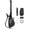 CYBER-G Enya CYBER-G Chitarra Smart - con corde in silicone, 24 suoni integrati, chitarra da viaggio silenziosa nera con altoparlante, drum system, app e accordi interattivi per adulti o adolescenti