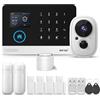 PGST Sistemi di allarme domestici con telecamera di sicurezza HD, sistema di sicurezza domestica 4G/wireless, sensori di apertura porte, rilevatori di movimento, compatibili con Alexa e Google