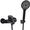 SHANFO Rubinetto per Vasca, Miscelatore Vasca da Bagno con Doccetta, Regolabile Supporto e Tubo Doccia 150cm, Nero, N-2Y3OK