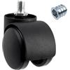 AERZETIX - Set di 4 ruote per mobili M10x13 mm Ø50 rotanti a 360° a doppio rullo + 4 inserti filettati M10 esagonali | capacità di carico 40 kg
