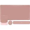 MOSISO Set Supporto Mouse Gioco&Poggiapolsi Tastiera Rettangolare&Tappetino Mouse con Poggiapolsi&Sottobicchiere,Mat Ergonomico Antiscivolo&Mat Scrivere Facile con Memory Foam Curva, Rosa Salmone