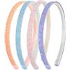 WLLHYF Cerchietto per capelli con glitter, in plastica, scintillanti, graziose, antiscivolo, 4 pezzi