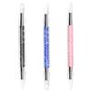 AHQiZFX Set di 3 penne per nail art, strumenti per nail art a doppia punta, in silicone, con manico in acrilico, con strass, strumenti per nail art e saloni di casa (nero, rosa, blu reale)