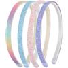 WLLHYF Cerchietto con glitter, 4 cerchietti in plastica brillanti e spessi, antiscivolo, spessi, con coriandoli, arcobaleno, con denti, accessori colorati per capelli per bambine