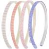 WLLHYF 4 fasce per capelli con brillantini, in plastica, con brillantini, antiscivolo, spesse, glitterate, con denti per bambine (2 strisce 2 stelle)