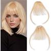 Benehair Frangia a Clip in Capelli Veri, 3g Air Frangia Finta Capelli Umani, Capello Veri Extension Clip in, con Tempie per Modificare la Forma di un Viso Alto e l'attaccatura Biondo Sbiancante #613