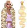 Tuheerst Capelli Umani Body Wave Human Hair Bundles #613 Light Blonde Human Hair Extensions Echthaar Tressen Double Weft Unprocessed Virgin Hair for Woman 1 Bundle 22 Inch